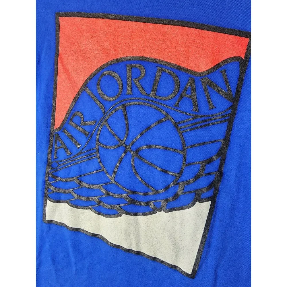 Jordan Brand Wings Box Logo Blue Graphic T-Shirt Youth Kids Size Medium 10-12